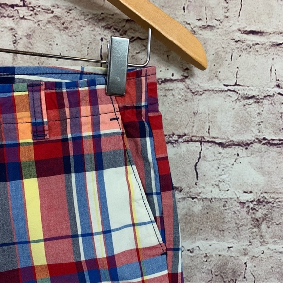 Lands End Red Check Cotton Chino Shorts - Picture 2 of 9